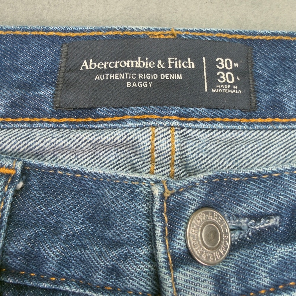 Abercrombie & Fitch Baggy Authentic Rigid Denim Jeans 30x30 Blue - Picture 3 of 10